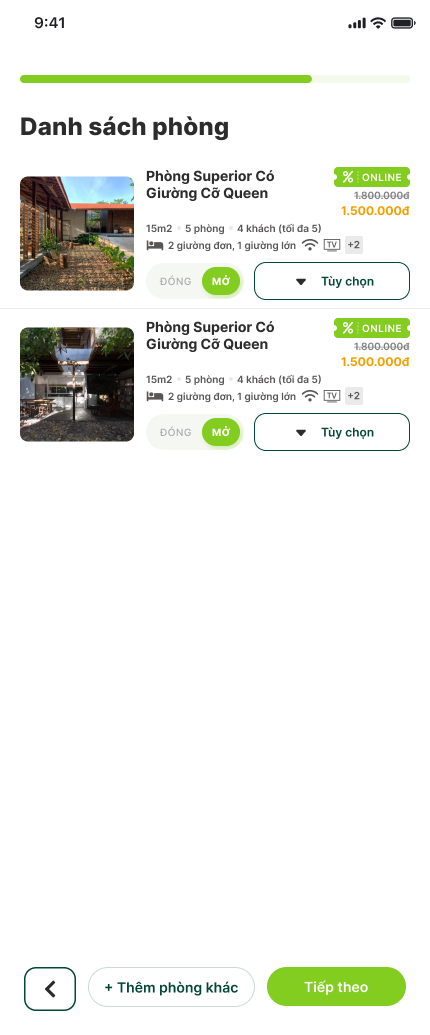 Bước 2: Tải hình ảnh phòng và thiết lập bảng giá lưu trú