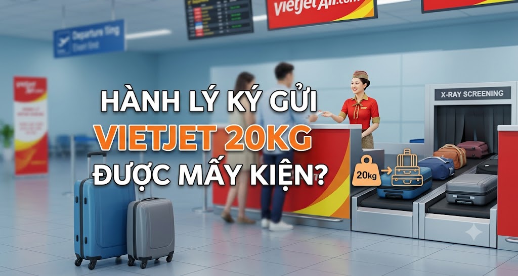Hành lý ký gửi vietjet 20kg được máy kiện