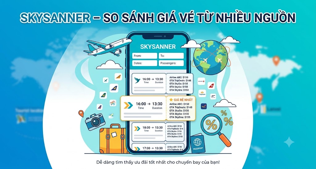 Skyscanner – So sánh giá vé từ nhiều nguồn